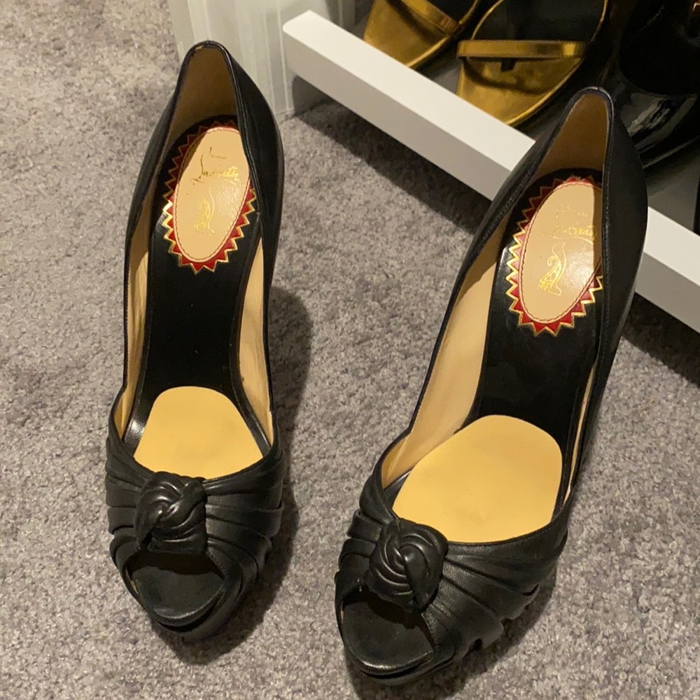 Authentic Christian Loubouton platform peep toe sandals